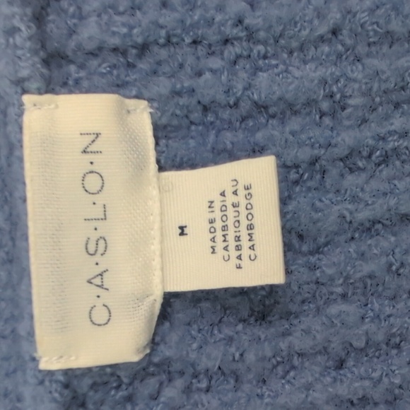 Caslon Cardigan Sweater Chunky Barn Style  Blue Stripe Medium Trending - Picture 3 of 12